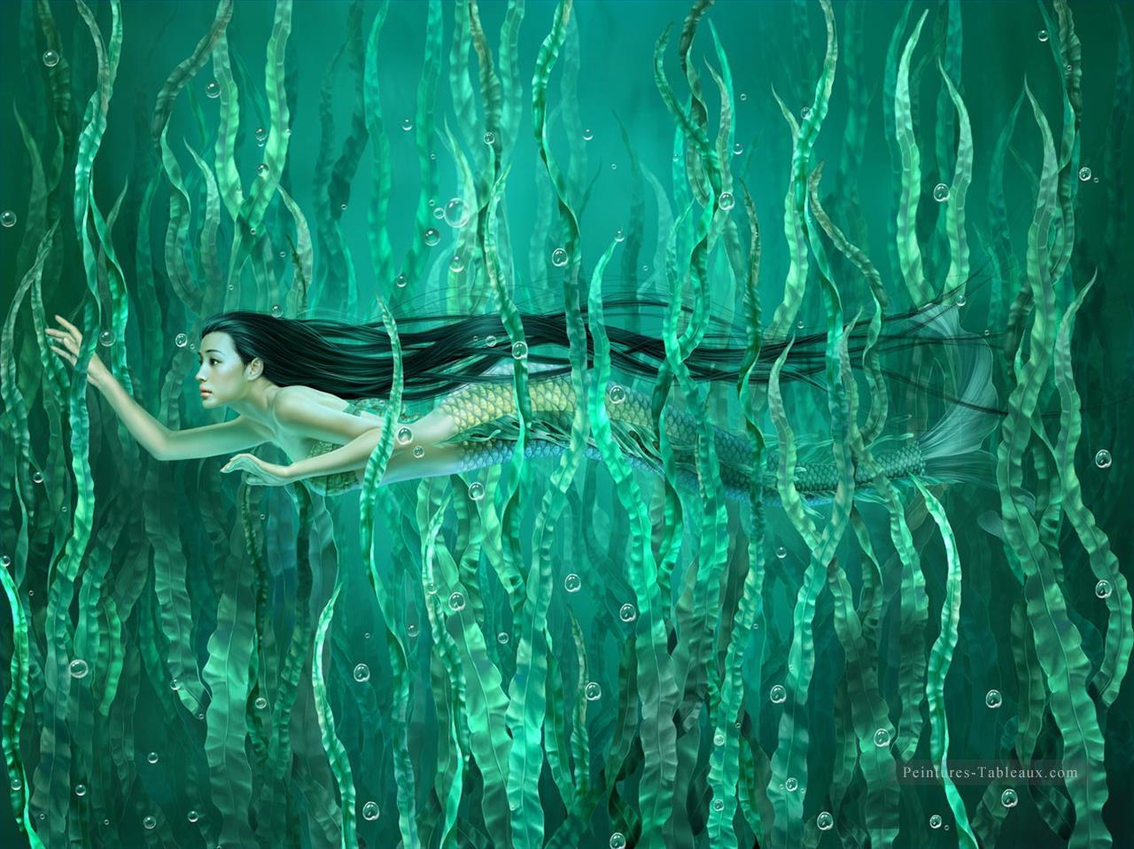 Yuehui Tang chinois nue Mermaid 2 Peintures à l'huile